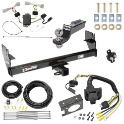 Trailer Hitch Tow Package w/ 7-Way RV Wiring For 05-15 Toyota Tacoma w/ 2" Drop Mount 2" Ball Class 3 2" Receiver