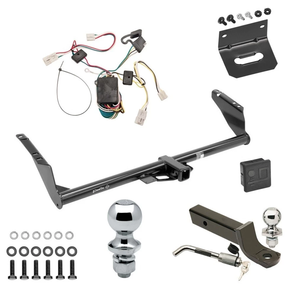Ultimate Tow Package For 04-10 Toyota Sienna All Models Trailer Hitch w/ Wiring 2" Drop Mount Dual 2" and 1-7/8" Ball Lock Bracket Cover 2" Receiver