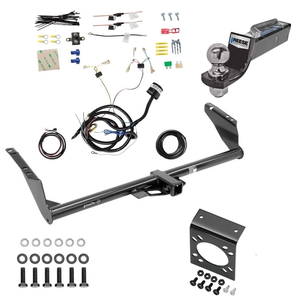 Trailer Hitch Tow Package w/ 7-Way RV Wiring For 15-20 Toyota Sienna Except SE w/ 2" Drop Mount 2" Ball Class 3 2" Receiver Except SE 