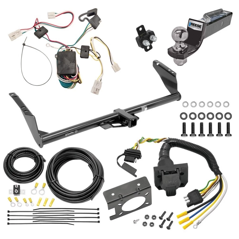 Trailer Hitch Tow Package w/ 7-Way RV Wiring For 04-10 Toyota Sienna All Models w/ 2" Drop Mount 2" Ball Class 3 2" Receiver