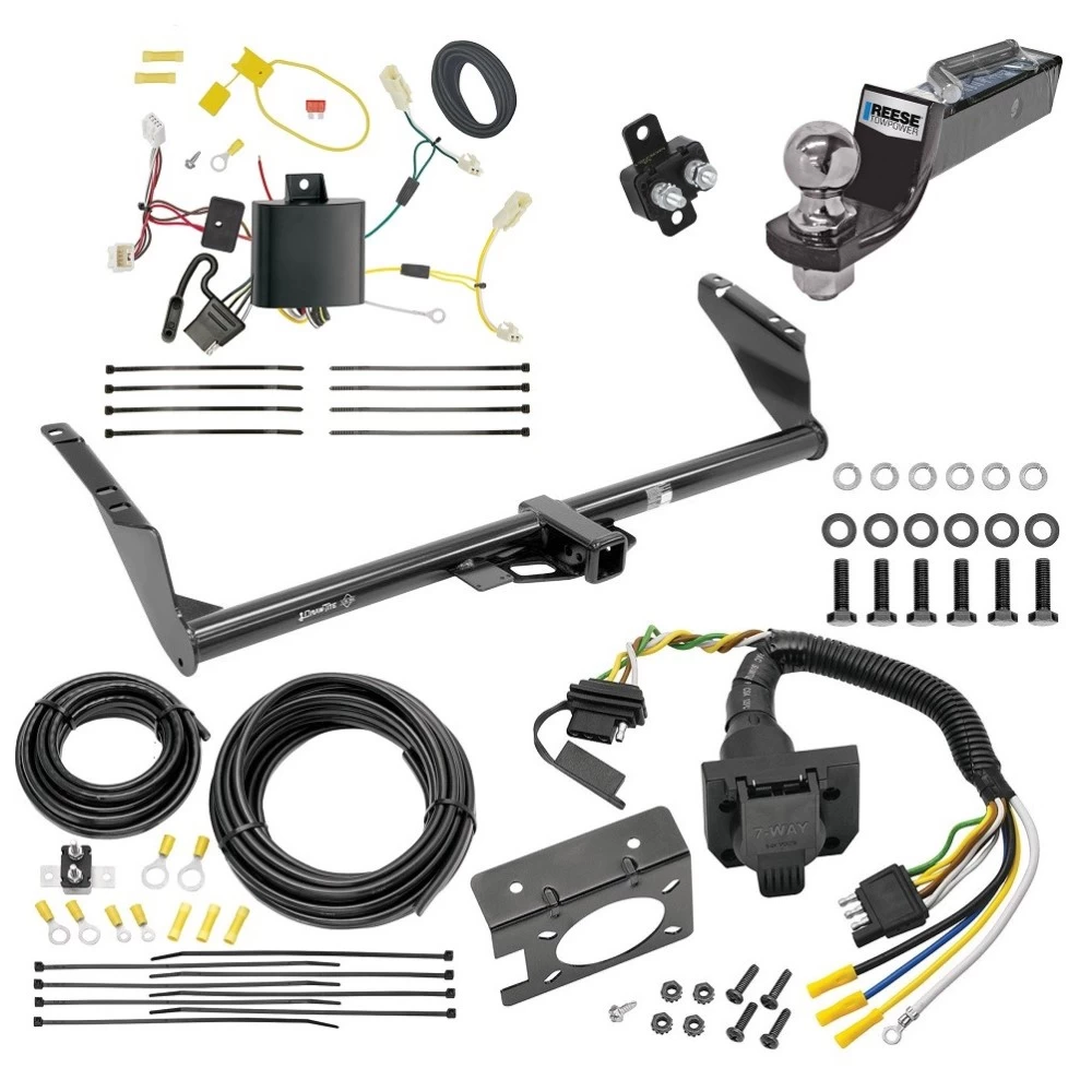 Trailer Hitch Tow Package w/ 7-Way RV Wiring For 11-14 Toyota Sienna (15-20 SE ONLY) w/ 2" Drop Mount 2" Ball Class 3 2" Receiver