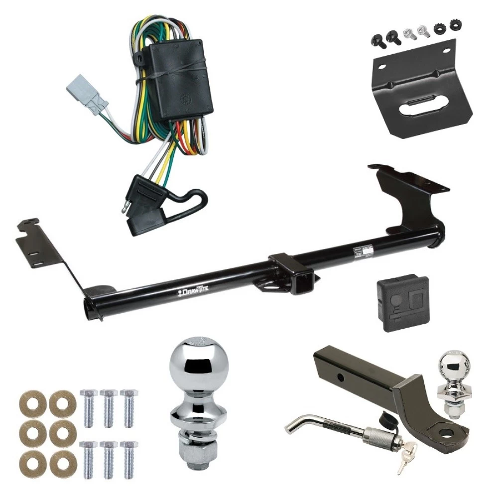 Ultimate Tow Package For 99-04 Honda Odyssey All Models Trailer Hitch w/ Wiring 2" Drop Mount Dual 2" and 1-7/8" Ball Lock Bracket Cover 2" Receiver