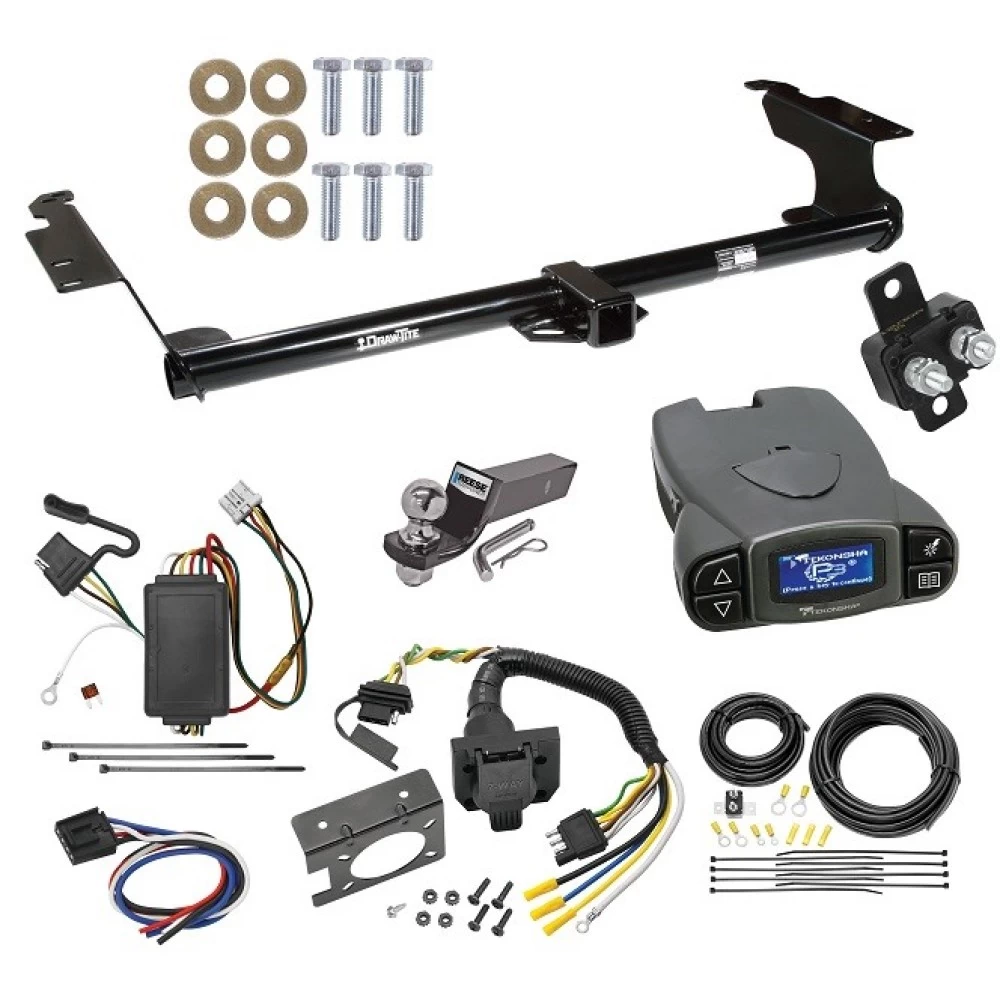 Trailer Hitch Tow Package Prodigy P3 Brake Control For 05-10 Honda Odyssey All Models w/ 7-Way RV Wiring 2" Drop Mount 2" Ball Class 3 2" Receiver Draw-Tite Tekonsha