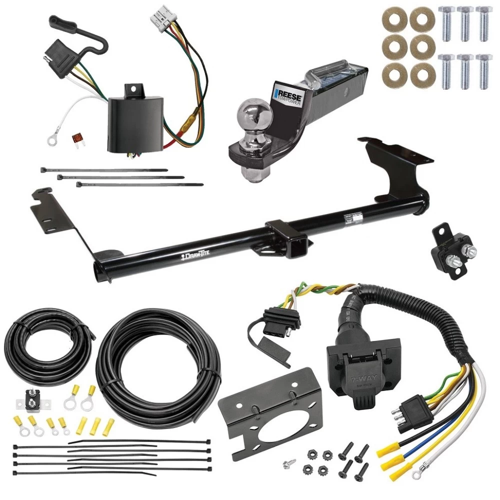 Trailer Hitch Tow Package w/ 7-Way RV Wiring For 05-10 Honda Odyssey All Models w/ 2" Drop Mount 2" Ball Class 3 2" Receiver