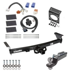 Trailer Hitch Tow Package w/ 7-Way RV Wiring For 05-26 Nissan Frontier 09-12 Suzuki Equator w/ 2" Drop Mount 2" Ball Class 3 2" Receiver