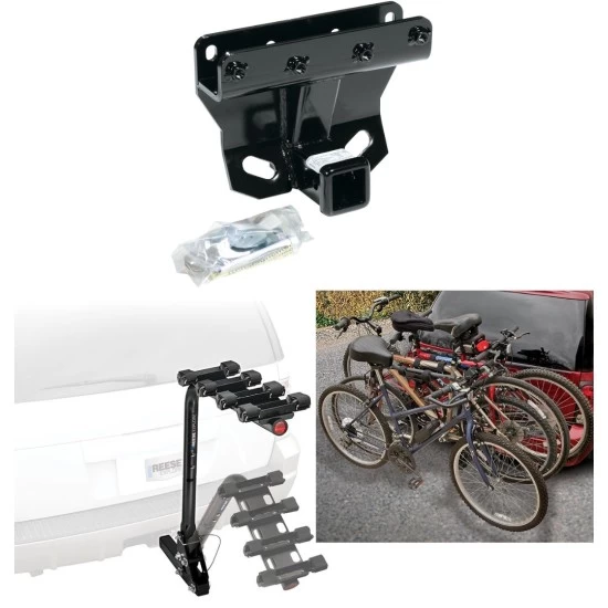 Trailer Hitch w/ 4 Bike Rack For 05-10 Jeep Grand Cherokee Except SRT8 06-10 Commander Approved for Recreational & Offroad Use Carrier for Adult Woman or Child Bicycles Foldable