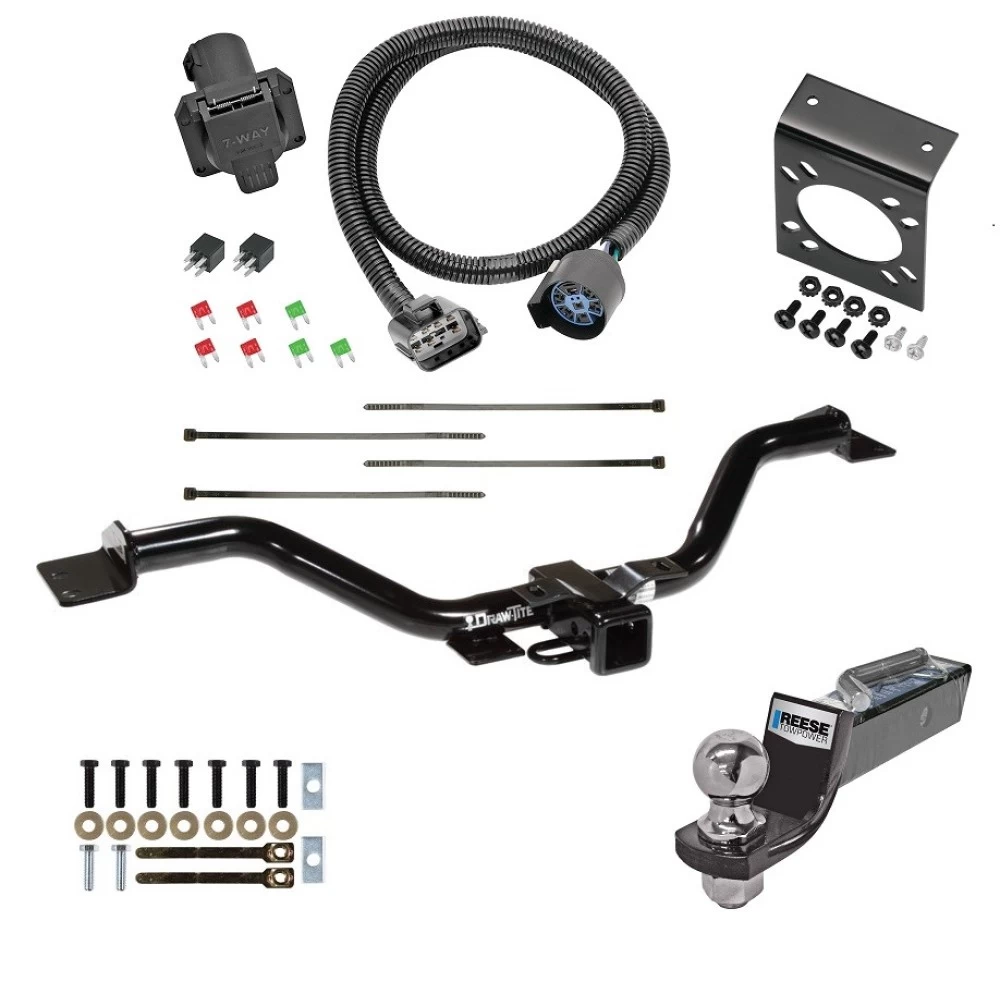 Trailer Hitch Tow Package w/ 7-Way RV Wiring For 13-17 GMC Acadia Limited Buick Enclave Chevy Traverse w/ 2" Drop Mount 2" Ball Class 3 2" Receiver