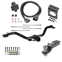 Trailer Hitch Tow Package w/ 7-Way RV Wiring For 13-17 GMC Acadia Limited Buick Enclave Chevy Traverse w/ 2" Drop Mount 2" Ball Class 3 2" Receiver