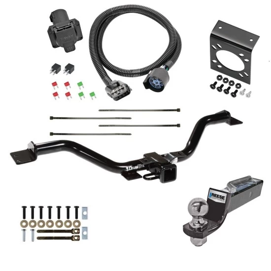 Trailer Hitch Tow Package w/ 7-Way RV Wiring For 13-17 GMC Acadia Limited Buick Enclave Chevy Traverse w/ 2" Drop Mount 2" Ball Class 3 2" Receiver