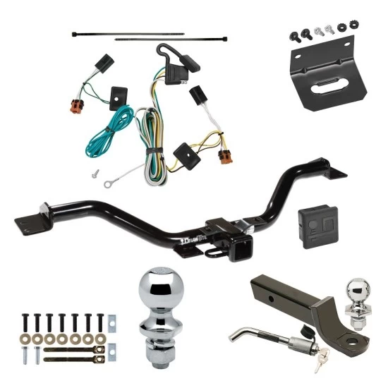 Ultimate Tow Package For 07-12 GMC Acadia All Models Trailer Hitch w/ Wiring 2" Drop Mount Dual 2" and 1-7/8" Ball Lock Bracket Cover 2" Receiver