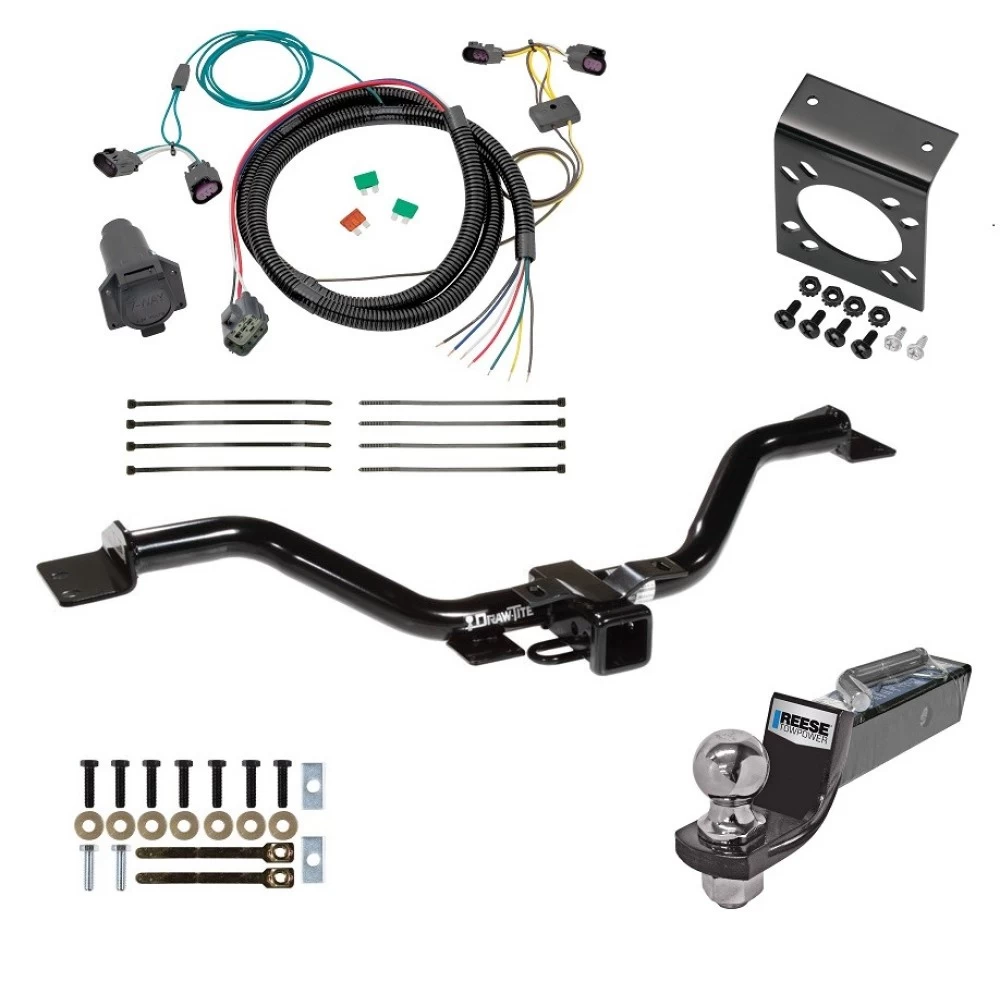 Trailer Hitch Tow Package w/ 7-Way RV Wiring For 08-12 Buick Enclave 09-12 Chevrolet Traverse w/ 2" Drop Mount 2" Ball Class 3 2" Receiver