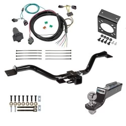 Trailer Hitch Tow Package w/ 7-Way RV Wiring For 08-12 Buick Enclave 09-12 Chevrolet Traverse w/ 2" Drop Mount 2" Ball Class 3 2" Receiver