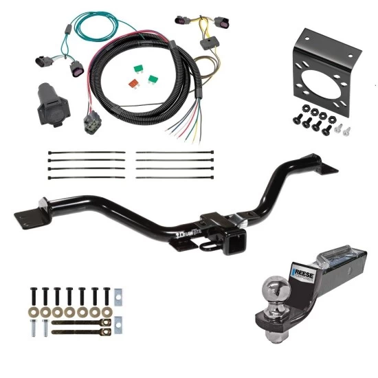 Trailer Hitch Tow Package w/ 7-Way RV Wiring For 08-12 Buick Enclave 09-12 Chevrolet Traverse w/ 2" Drop Mount 2" Ball Class 3 2" Receiver
