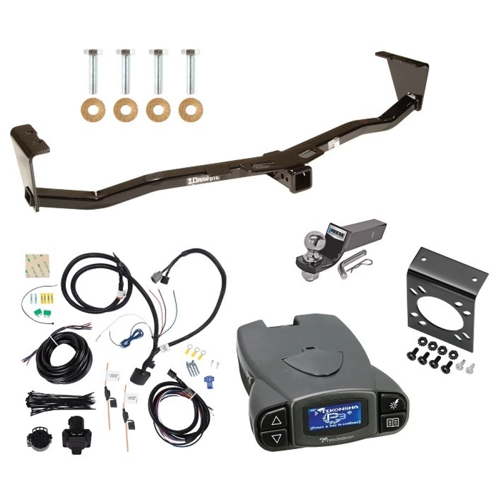 Trailer Hitch Tow Package Prodigy P3 Brake Control For 07-12 Hyundai Veracruz All Models w/ 7-Way RV Wiring 2" Drop Mount 2" Ball Class 4 2" Receiver Reese Tekonsha
