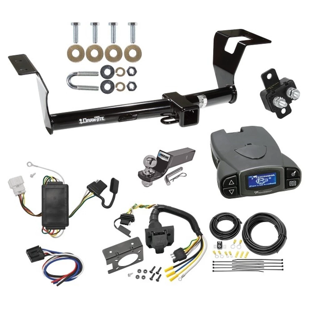 Trailer Hitch Tow Package Prodigy P3 Brake Control For 07-11 Honda CR-V All Models w/ 7-Way RV Wiring 2" Drop Mount 2" Ball Class 3 2" Receiver Draw-Tite Tekonsha