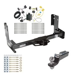 Tow Package For 07-13 Mercedes-Benz Freightliner 07-09 Dodge Sprinter 2500 3500 w/o Factory Step Bumper Trailer Hitch w/ Wiring 2" Drop Mount 2" Ball 2" Receiver