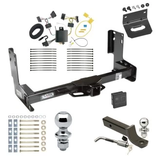 Ultimate Tow Package For 07-13 Mercedes-Benz Freightliner 07-09 Dodge Sprinter 2500 3500 w/o Factory Step Bumper Trailer Hitch w/ Wiring 2" Drop Mount Dual 2" and 1-7/8" Ball Lock Bracket Cover 2" Receiver