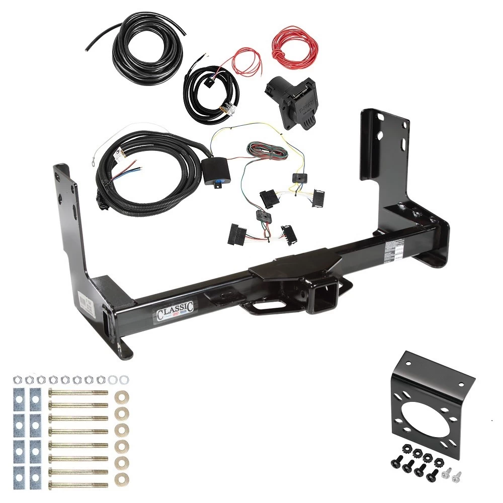 Trailer Hitch w/ 7-Way RV Wiring For 14-25 Freightliner Mercedes-Benz Sprinter 1500 2500 3500 w/o Factory Step Bumper Class 4 2" Receiver