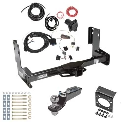 Trailer Hitch Tow Package w/ 7-Way RV Wiring For 14-25 Freightliner Mercedes-Benz Sprinter 1500 2500 3500 w/o Factory Step Bumper w/ 2" Drop Mount 2" Ball Class 4 2" Receiver