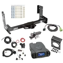 Trailer Hitch Tow Package Prodigy P3 Brake Control For 14-25 Freightliner Mercedes-Benz Sprinter 1500 2500 3500 w/o Factory Step Bumper 144" & 170" Wheelbase Exc Factory Step Bumper w/ 7Way RV Wiring 2" Drop Mount 2" Ball Class 4