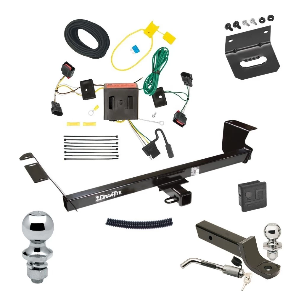 Ultimate Tow Package For 08-10 Chrysler Town and Country Dodge Grand Caravan Trailer Hitch w/ Wiring 2" Drop Mount Dual 2" and 1-7/8" Ball Lock Bracket Cover 2" Receiver