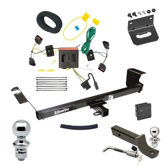 Ultimate Tow Package For 08-10 Chrysler Town and Country Dodge Grand Caravan Trailer Hitch w/ Wiring 2" Drop Mount Dual 2" and 1-7/8" Ball Lock Bracket Cover 2" Receiver