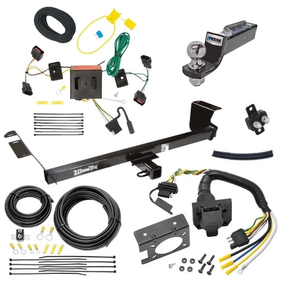 Trailer Hitch Tow Package w/ 7-Way RV Wiring For 08-10 Chrysler Town and Country Dodge Grand Caravan w/ 2" Drop Mount 2" Ball Class 3 2" Receiver