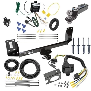 Trailer Hitch Tow Package w/ 7-Way RV Wiring For 07-14 BMW X5 All Models w/ 2" Drop Mount 2" Ball Class 4 2" Receiver