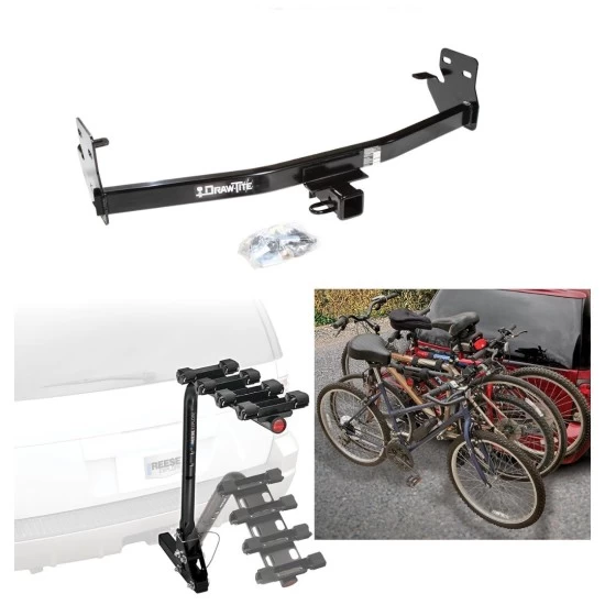 Trailer Hitch w/ 4 Bike Rack For 04-12 Chevy Colorado GMC Canyon 06-08 Isuzu I-Series Pickup Approved for Recreational & Offroad Use Carrier for Adult Woman or Child Bicycles Foldable