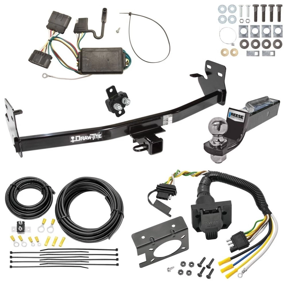 Trailer Hitch Tow Package w/ 7-Way RV Wiring For 04-12 Chevrolet Colorado GMC Canyon 06-08 Isuzu I-Series Pickup w/ 2" Drop Mount 2" Ball Class 4 2" Receiver