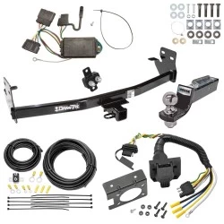 Trailer Hitch Tow Package w/ 7-Way RV Wiring For 04-12 Chevrolet Colorado GMC Canyon 06-08 Isuzu I-Series Pickup w/ 2" Drop Mount 2" Ball Class 4 2" Receiver