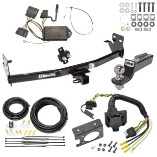 Trailer Hitch Tow Package w/ 7-Way RV Wiring For 04-12 Chevrolet Colorado GMC Canyon 06-08 Isuzu I-Series Pickup w/ 2" Drop Mount 2" Ball Class 4 2" Receiver