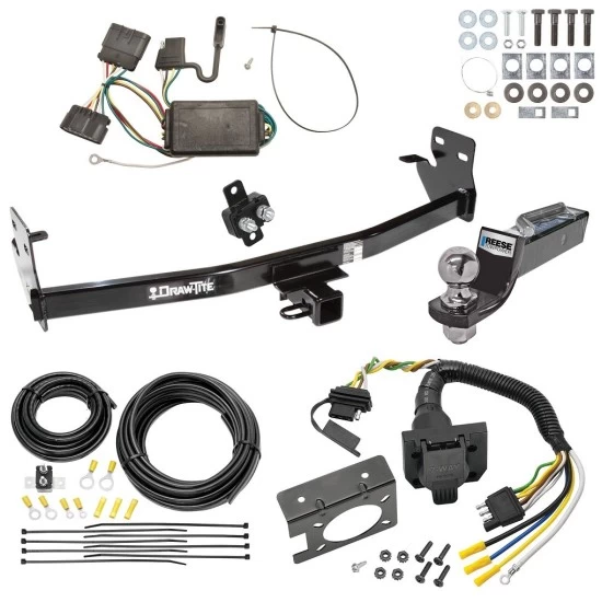 Trailer Hitch Tow Package w/ 7-Way RV Wiring For 04-12 Chevrolet Colorado GMC Canyon 06-08 Isuzu I-Series Pickup w/ 2" Drop Mount 2" Ball Class 4 2" Receiver