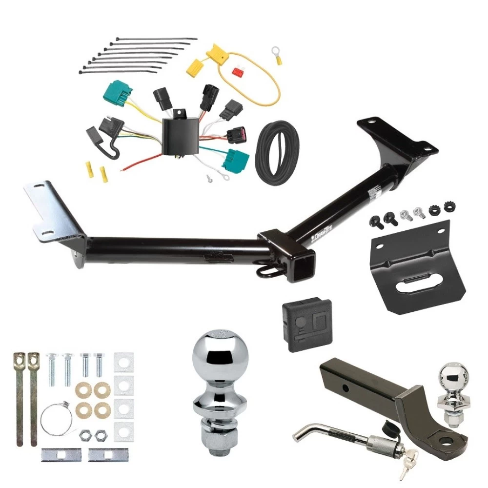 Ultimate Tow Package For 09-09 Dodge Journey All Models Trailer Hitch w/ Wiring 2" Drop Mount Dual 2" and 1-7/8" Ball Lock Bracket Cover 2" Receiver