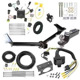 Trailer Hitch Tow Package w/ 7-Way RV Wiring For 11-20 Dodge Journey w/ LED Taillights w/ 2" Drop Mount 2" Ball Class 3 2" Receiver