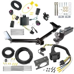 Trailer Hitch Tow Package w/ 7-Way RV Wiring For 11-20 Dodge Journey w/o LED Taillights w/ 2" Drop Mount 2" Ball Class 3 2" Receiver