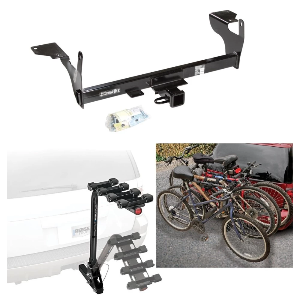 Trailer Hitch w/ 4 Bike Rack For 10-17 Volvo XC60 Approved for Recreational & Offroad Use Carrier for Adult Woman or Child Bicycles Foldable