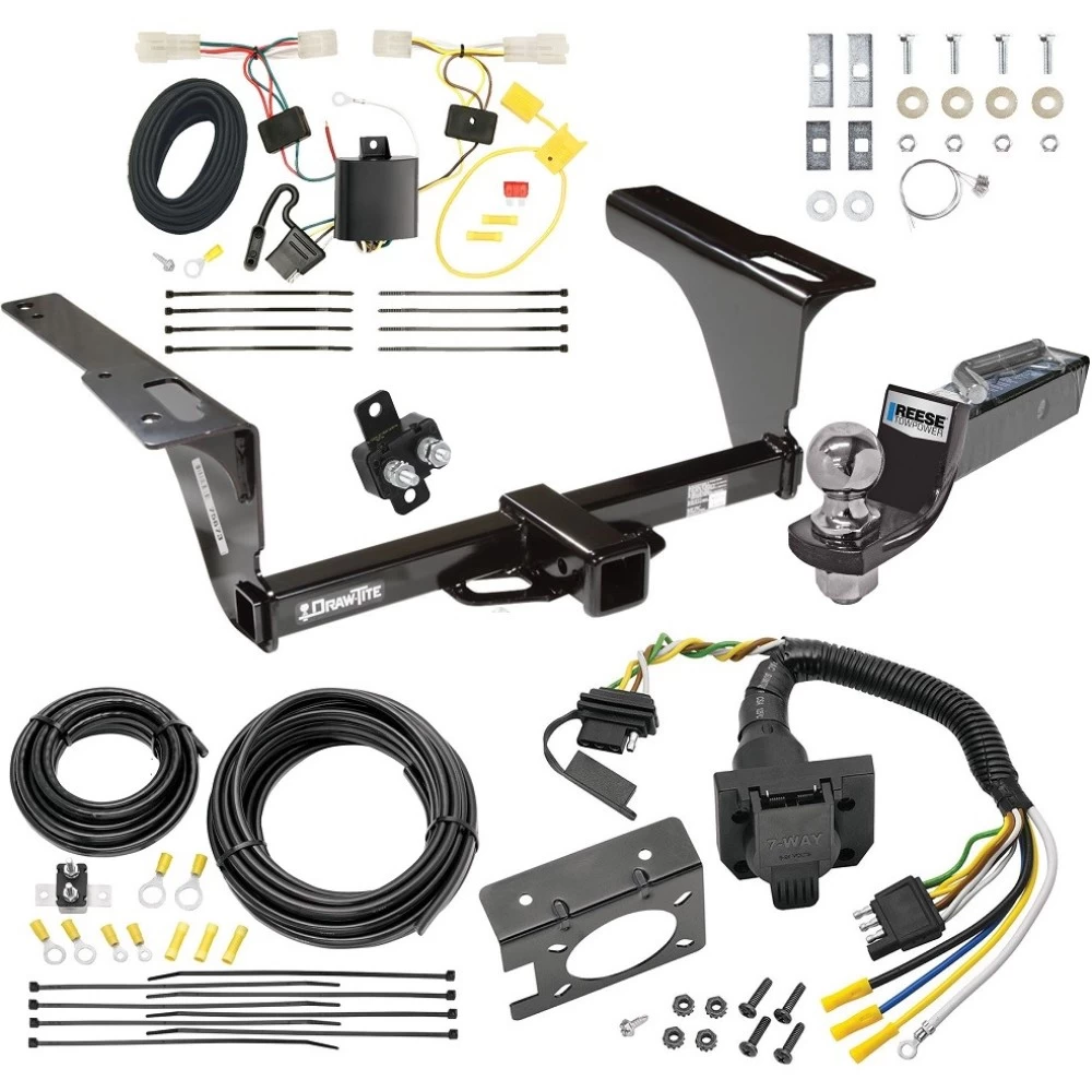 Trailer Hitch Tow Package w/ 7-Way RV Wiring For 10-14 Subaru Legacy All Models w/ 2" Drop Mount 2" Ball Class 3 2" Receiver