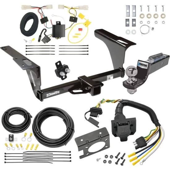 Trailer Hitch Tow Package w/ 7-Way RV Wiring For 10-14 Subaru Legacy All Models w/ 2" Drop Mount 2" Ball Class 3 2" Receiver