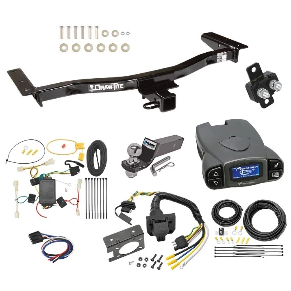 Trailer Hitch Tow Package Prodigy P3 Brake Control For 10-12 Lexus RX350 All Models w/ 7-Way RV Wiring 2" Drop Mount 2" Ball Class 3 2" Receiver Draw-Tite Tekonsha