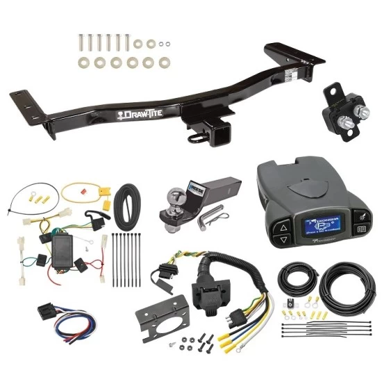Trailer Hitch Tow Package Prodigy P3 Brake Control For 10-12 Lexus RX350 All Models w/ 7-Way RV Wiring 2" Drop Mount 2" Ball Class 3 2" Receiver Draw-Tite Tekonsha