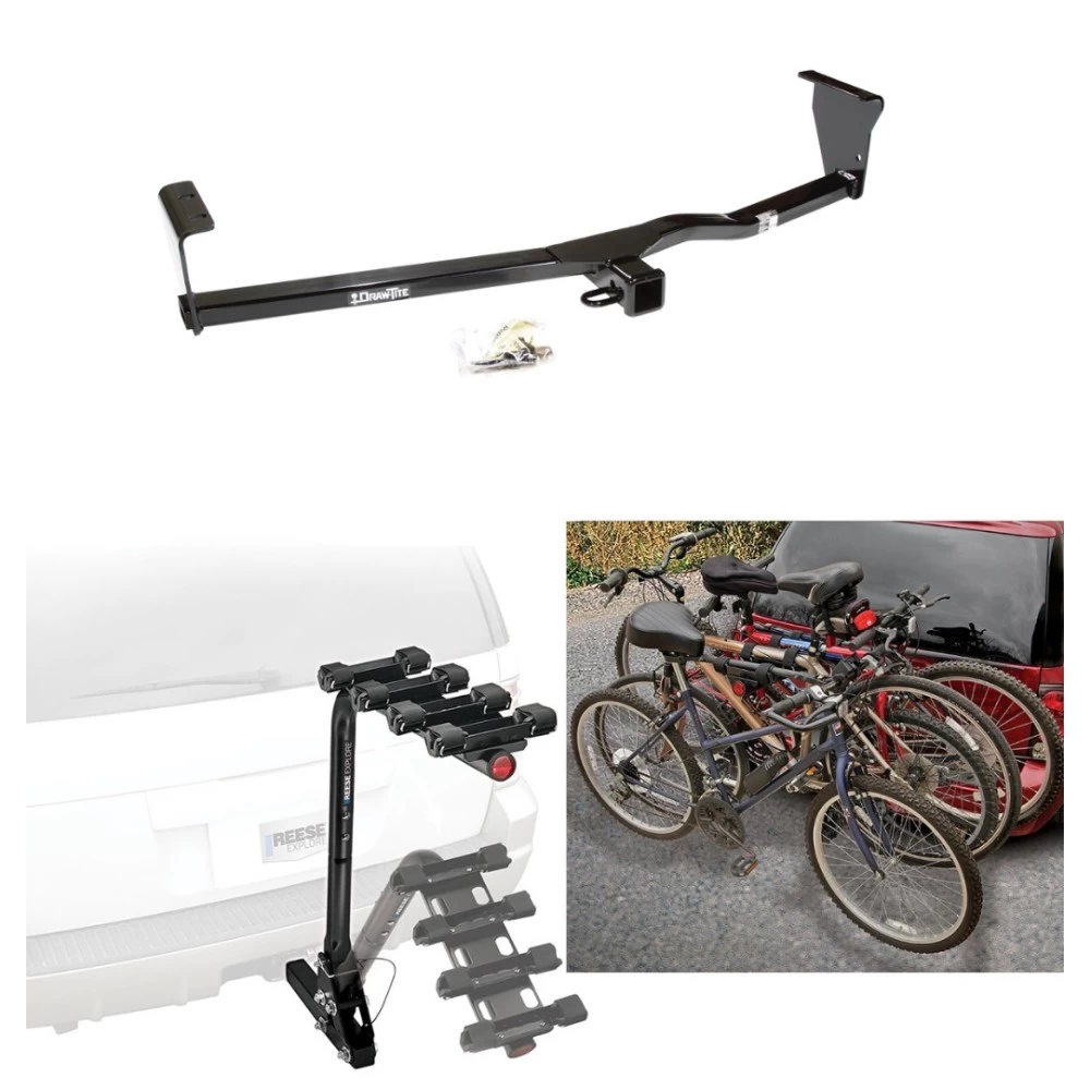 Trailer Hitch w/ 4 Bike Rack For 10-12 Hyundai Santa Fe 11-13 KIA Sorento Approved for Recreational & Offroad Use Carrier for Adult Woman or Child Bicycles Foldable
