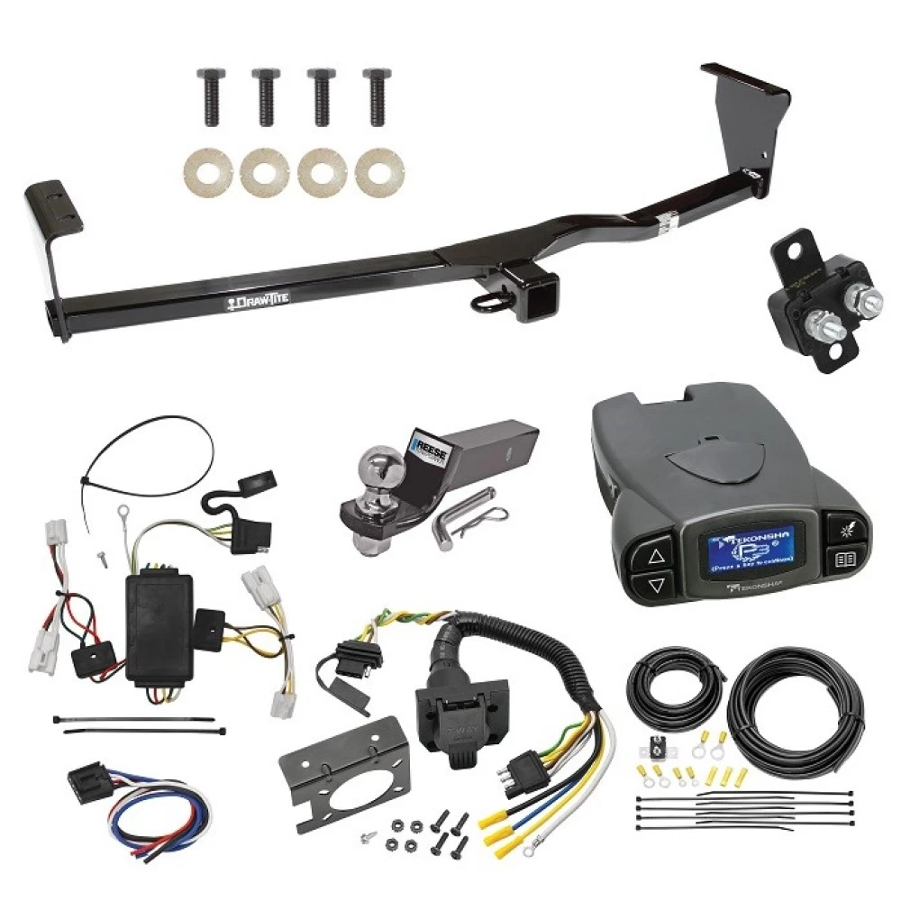 Trailer Hitch Tow Package Prodigy P3 Brake Control For 10-12 Hyundai Santa Fe w/o Factory Tow PKG w/ 7-Way RV Wiring 2" Drop Mount 2" Ball Class 3 2" Receiver Draw-Tite Tekonsha