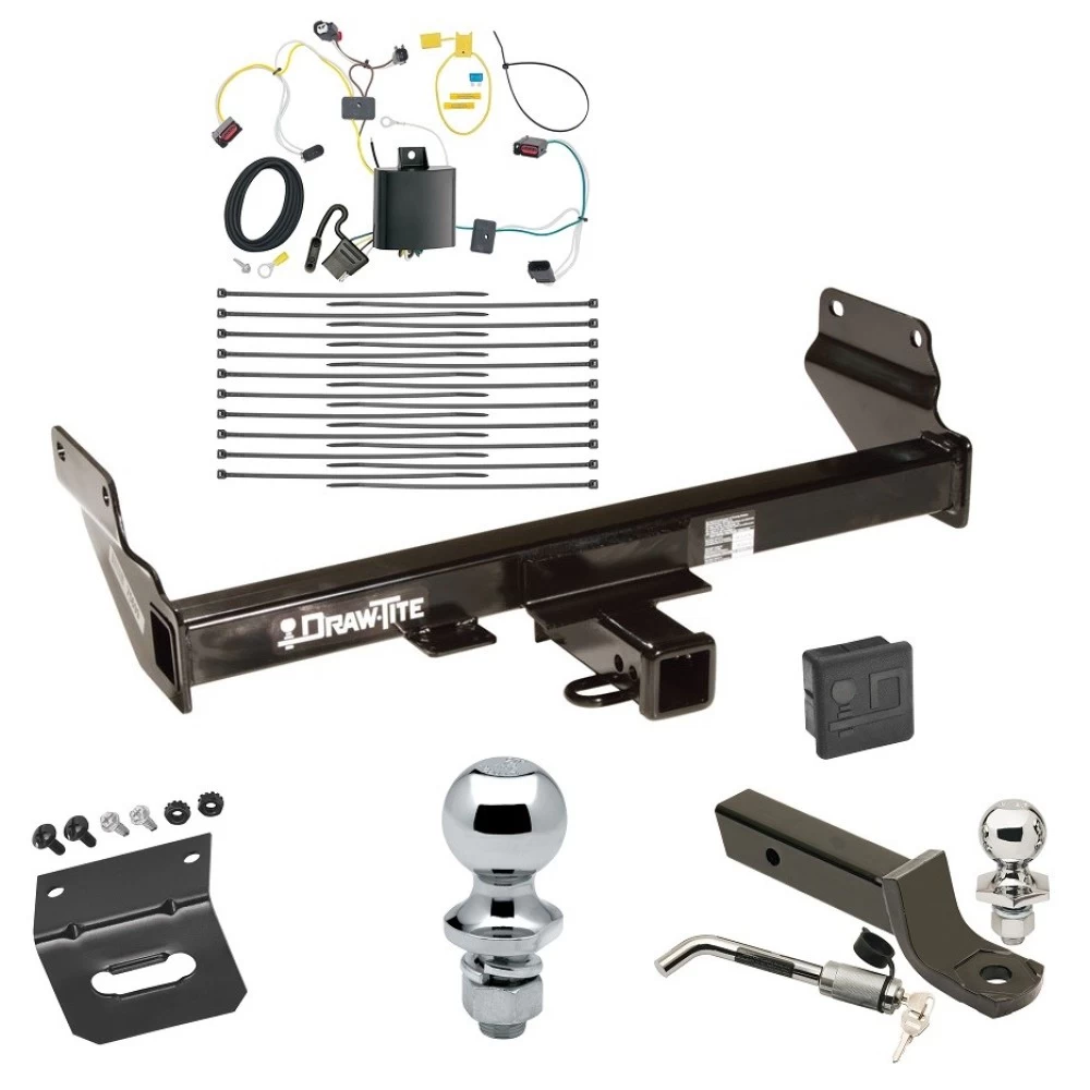 Ultimate Tow Package For 14-21 Jeep Grand Cherokee 22-22 WK Trailer Hitch w/ Wiring 2" Drop Mount Dual 2" and 1-7/8" Ball Lock Bracket Cover 2" Receiver