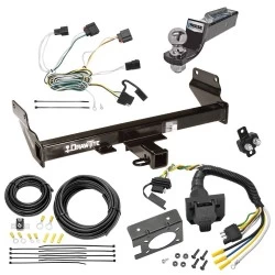 Trailer Hitch Tow Package w/ 7-Way RV Wiring For 11-13 Jeep Grand Cherokee w/ 2" Drop Mount 2" Ball Class 3 2" Receiver