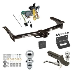 Ultimate Tow Package For 92-94 Ford Econoline Van All Exc Shuttle Bus Trailer Hitch w/ Wiring 2" Drop Mount Dual 2" and 1-7/8" Ball Lock Bracket Cover 2" Receiver