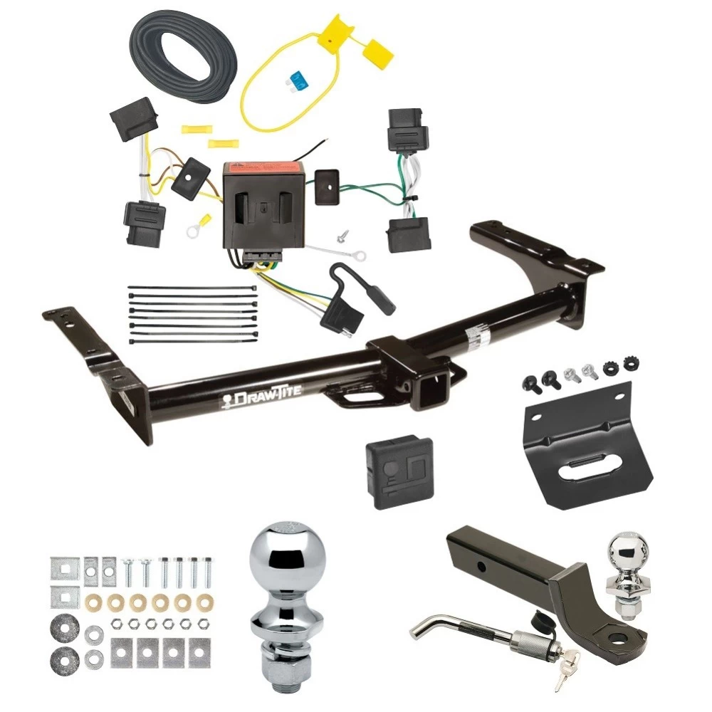 Ultimate Tow Package For 08-14 Ford Econoline Van All Exc Shuttle Bus Trailer Hitch w/ Wiring 2" Drop Mount Dual 2" and 1-7/8" Ball Lock Bracket Cover 2" Receiver