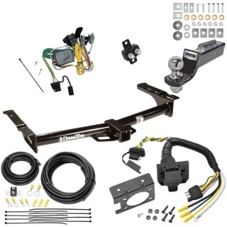 Trailer Hitch Tow Package w/ 7-Way RV Wiring For 92-94 Ford Econoline Van All Exc Shuttle Bus w/ 2" Drop Mount 2" Ball Class 4 2" Receiver