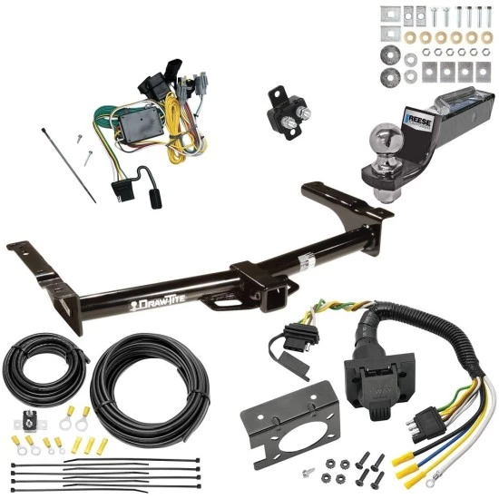 Trailer Hitch Tow Package w/ 7-Way RV Wiring For 92-94 Ford Econoline Van All Exc Shuttle Bus w/ 2" Drop Mount 2" Ball Class 4 2" Receiver