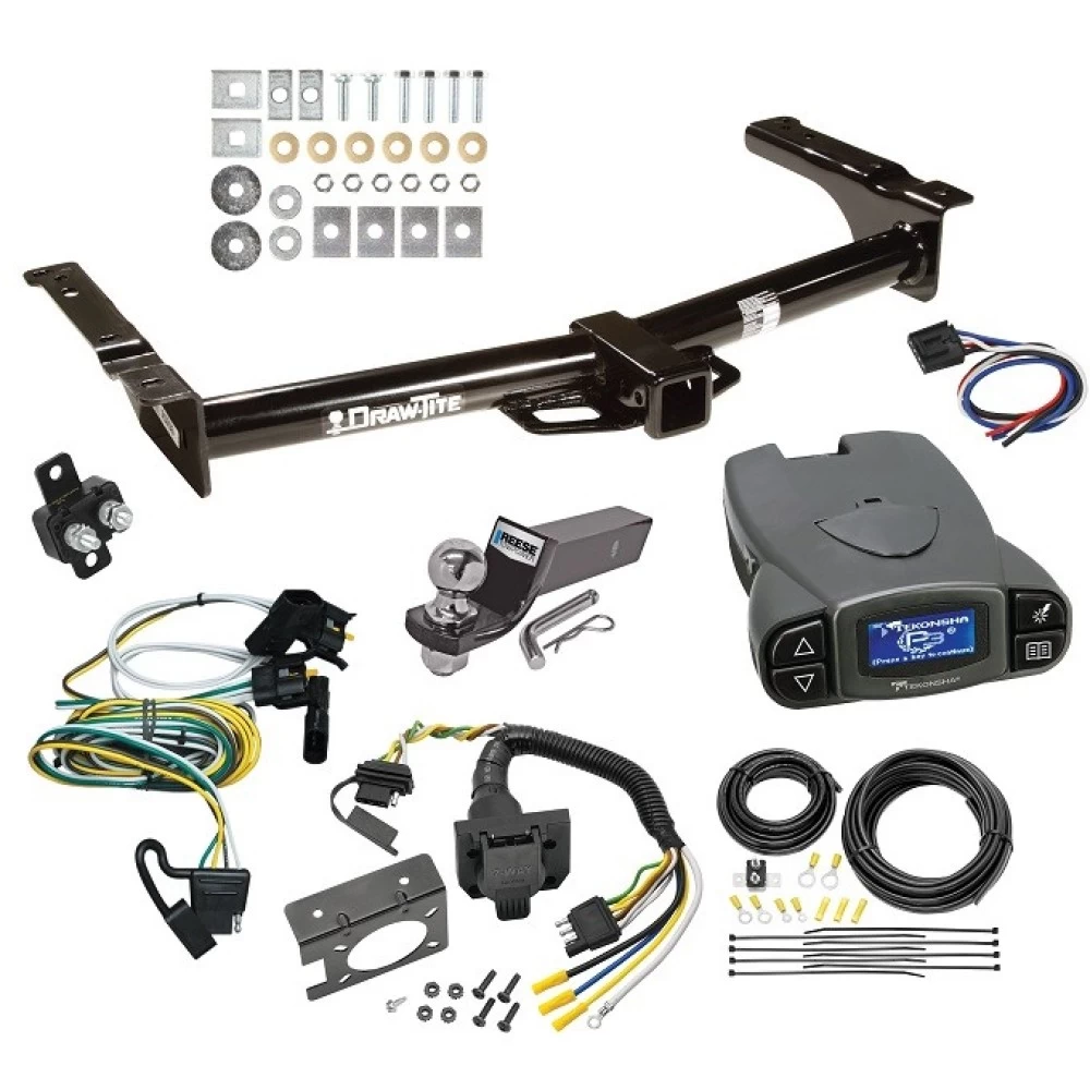 Trailer Hitch Tow Package Prodigy P3 Brake Control For 95-03 Ford Econoline Van All Exc Shuttle Bus w/ 7-Way RV Wiring 2" Drop Mount 2" Ball Class 4 2" Receiver Draw-Tite Tekonsha